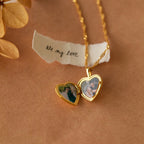 Initial Heart Locket Necklace Silver 18K Gold Plated