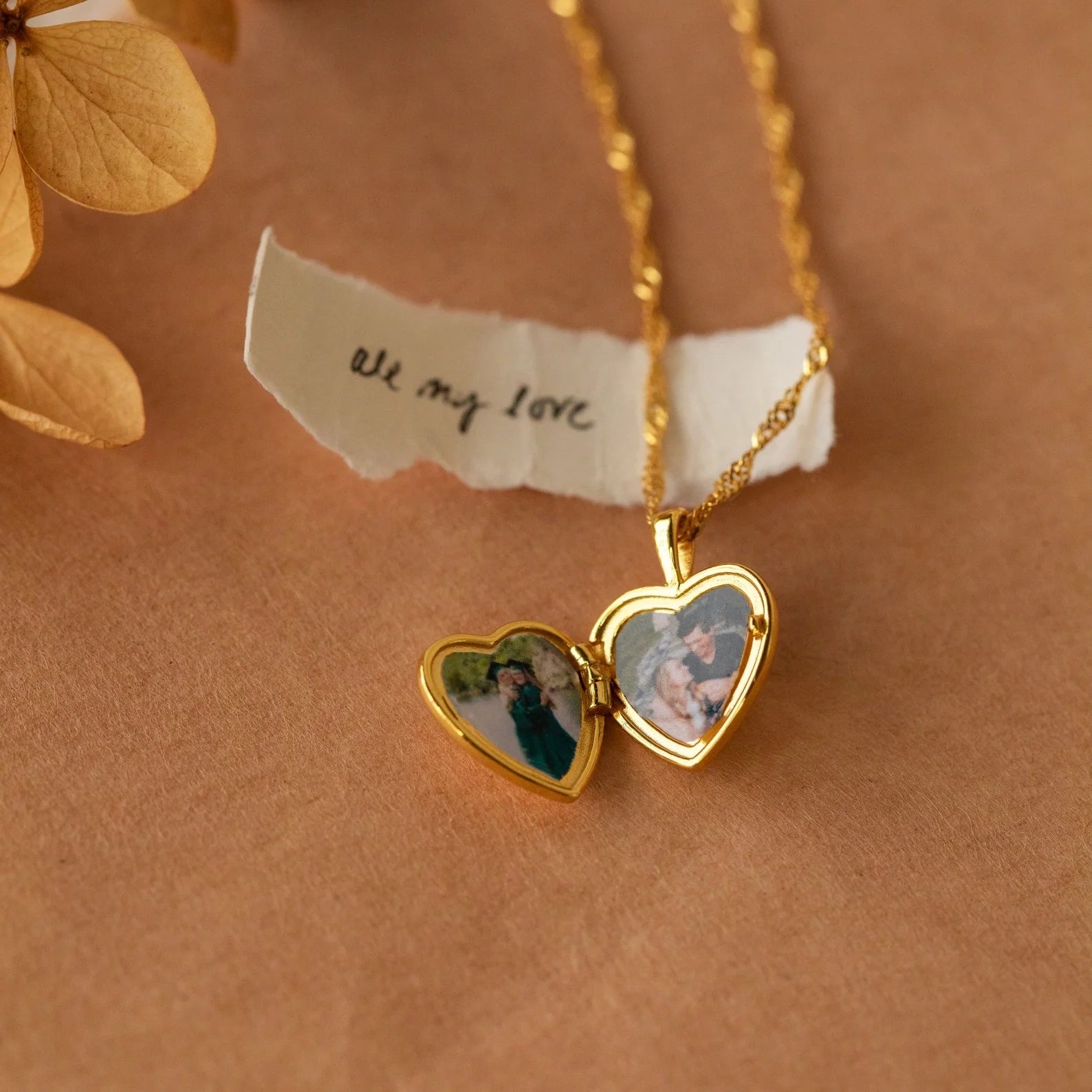 Initial Heart Locket Necklace Silver 18K Gold Plated