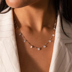 Satellite Diamond Necklace Silver 18K Gold Plated
