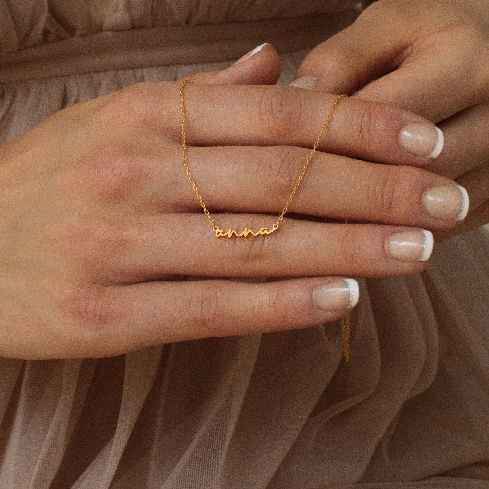 Tiny Summer Name Necklace Silver 18K Gold Plated