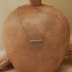 Diamond Baguette Bar Necklace Silver 18K Gold Plated