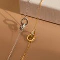 Interlocking Opal Circle Charms Bracelet Silver 18K Gold Plated