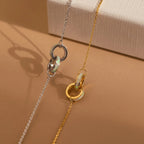 Interlocking Opal Circle Charms Bracelet Silver 18K Gold Plated