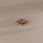 Stone Eternity Sapphire Tennis Linked Ring  Silver 18K Gold Plated