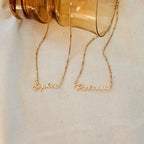 Venice Name Necklace in Box Chain Silver 18K Gold Plated