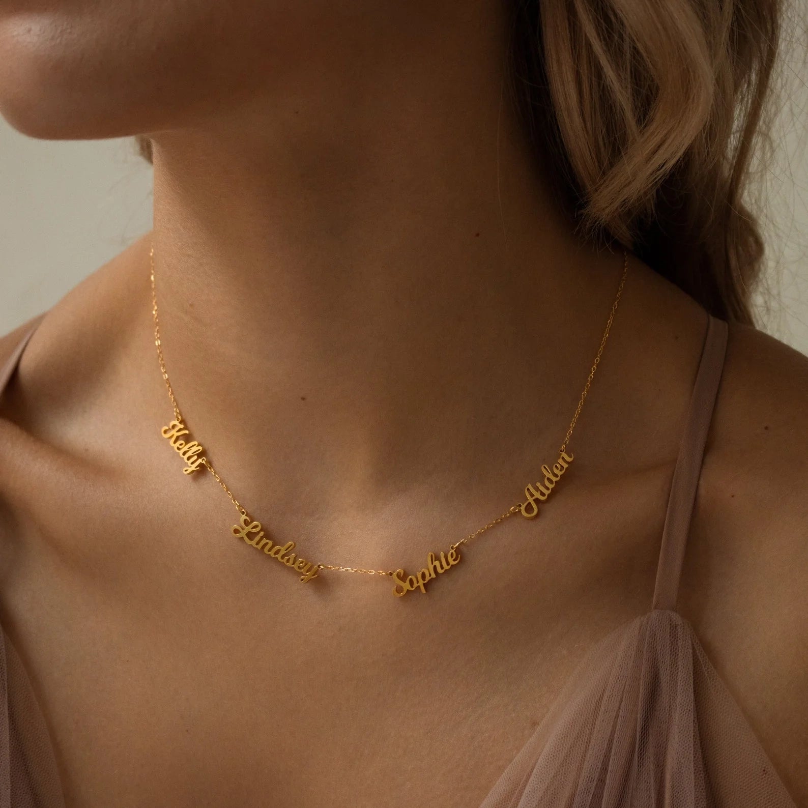 Mellow Multiple Name Necklace Silver 18K Gold Plated