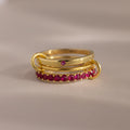 Ruby Triple Linked Ring Set Silver 18K Gold Plated