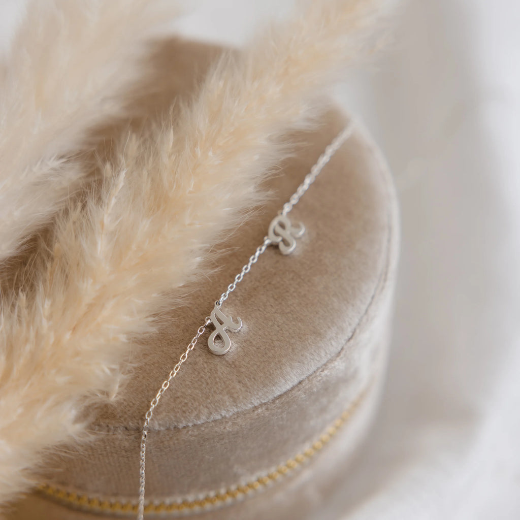 Mellow Dainty Initial Necklace Silver 18K Gold Plated