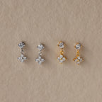 Diamond Flower Flat Back Studs Silver 18K Gold Plated