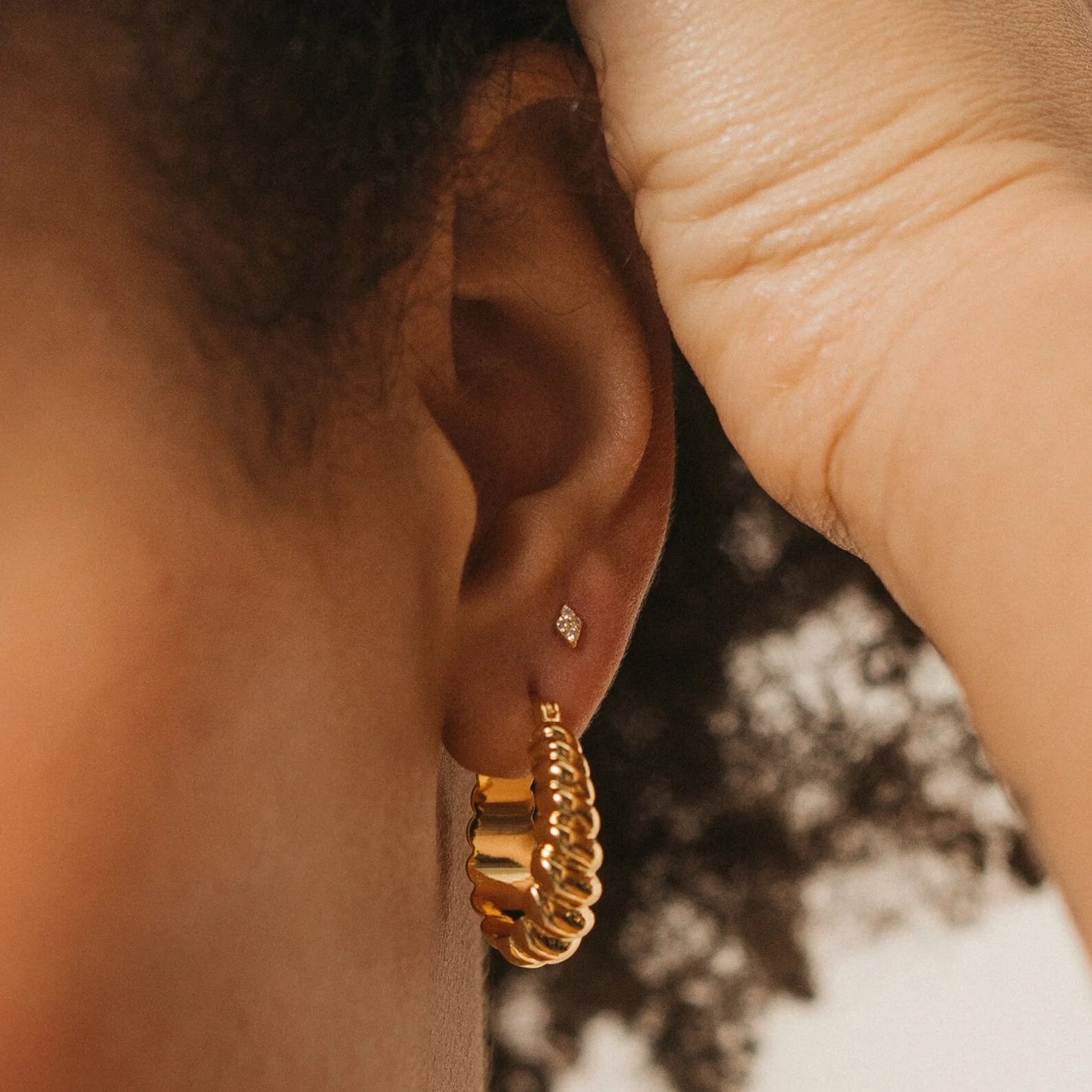 Jocelyn Diamond Studs Silver 18K Gold Plated