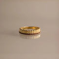 Garnet Ribbed Stack Ring Silver 18K Gold Plated