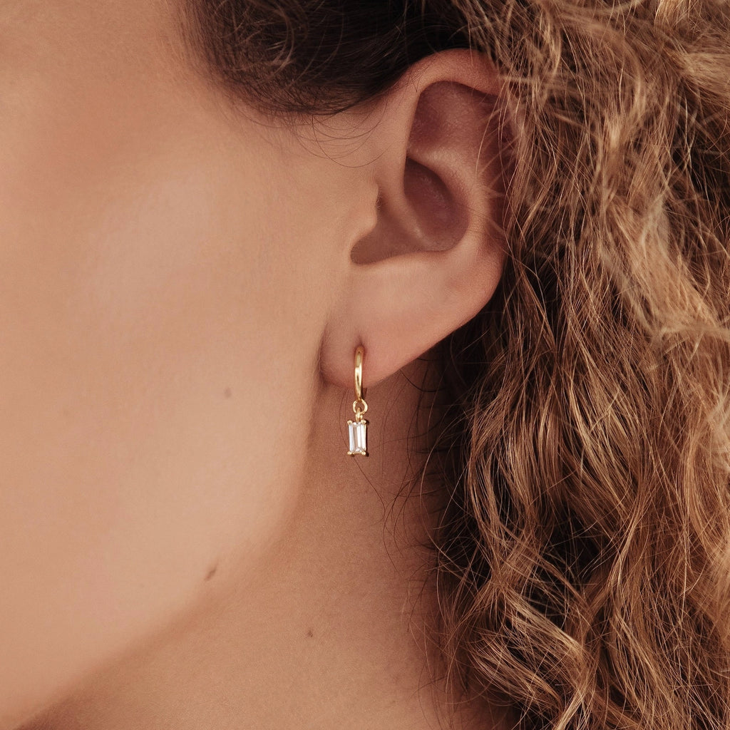 Lys Baguette Hoops Silver 18K Gold Plated