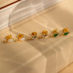 Diamond Art Deco Drop Studs Silver 18K Gold Plated