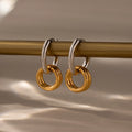 Duo Link Mixed Metal Hoops Silver 18K Gold Plated