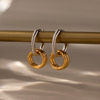 Duo Link Mixed Metal Hoops Silver 18K Gold Plated