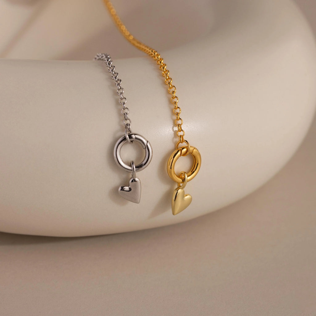 Puff Heart Charm Silver 18K Gold Plated