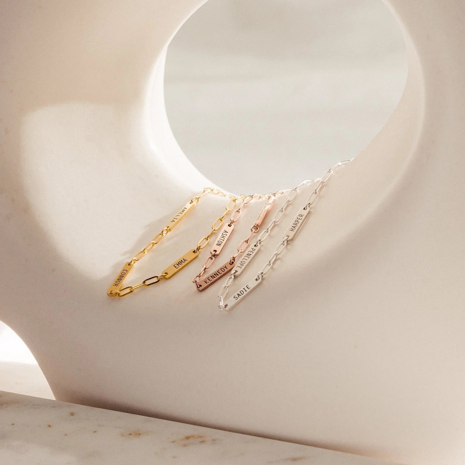 Mini Name Bar Bracelet Silver 18K Gold Plated