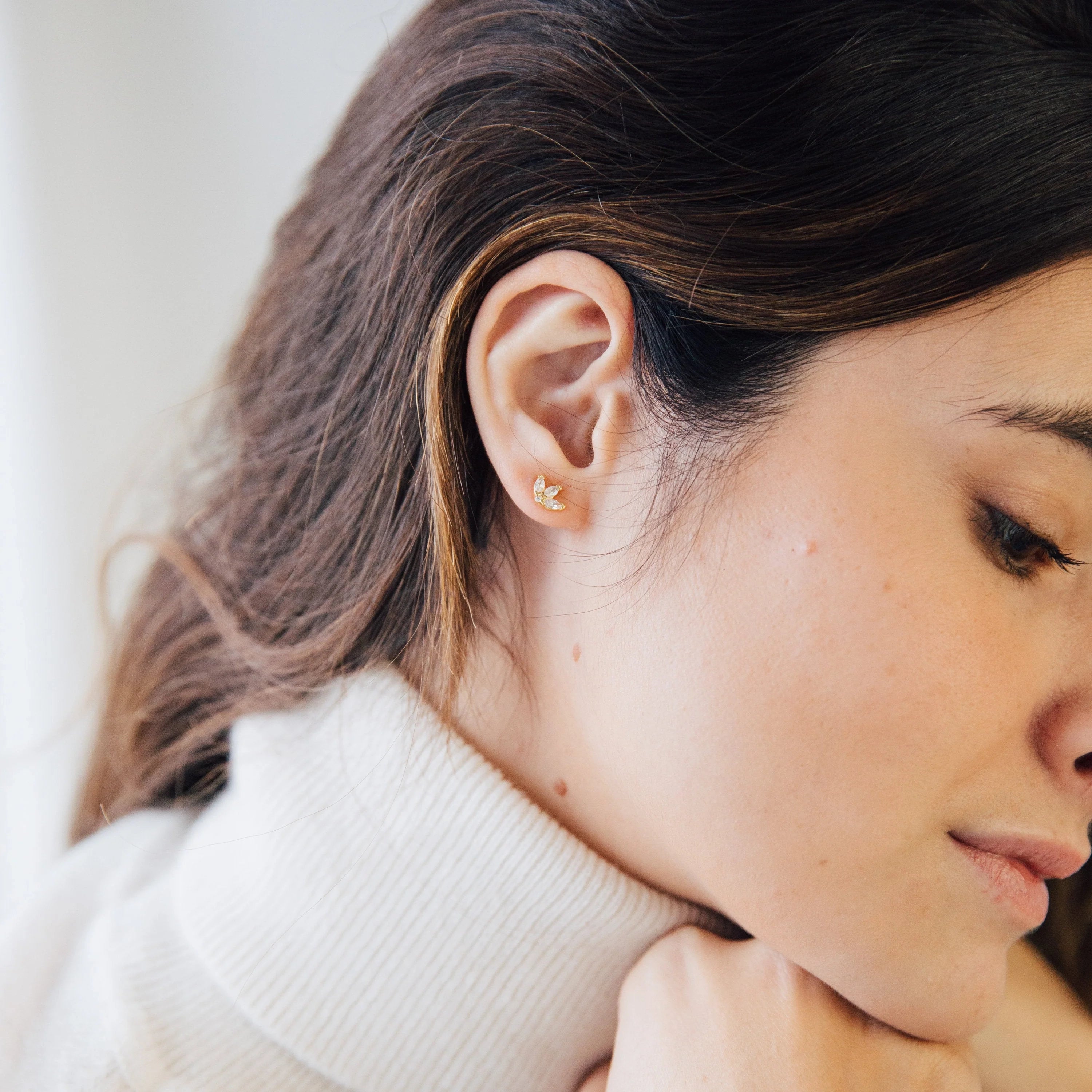 Arya Petal Studs Silver 18K Gold Plated