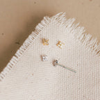 Diamond Flower Studs Silver 18K Gold Plated