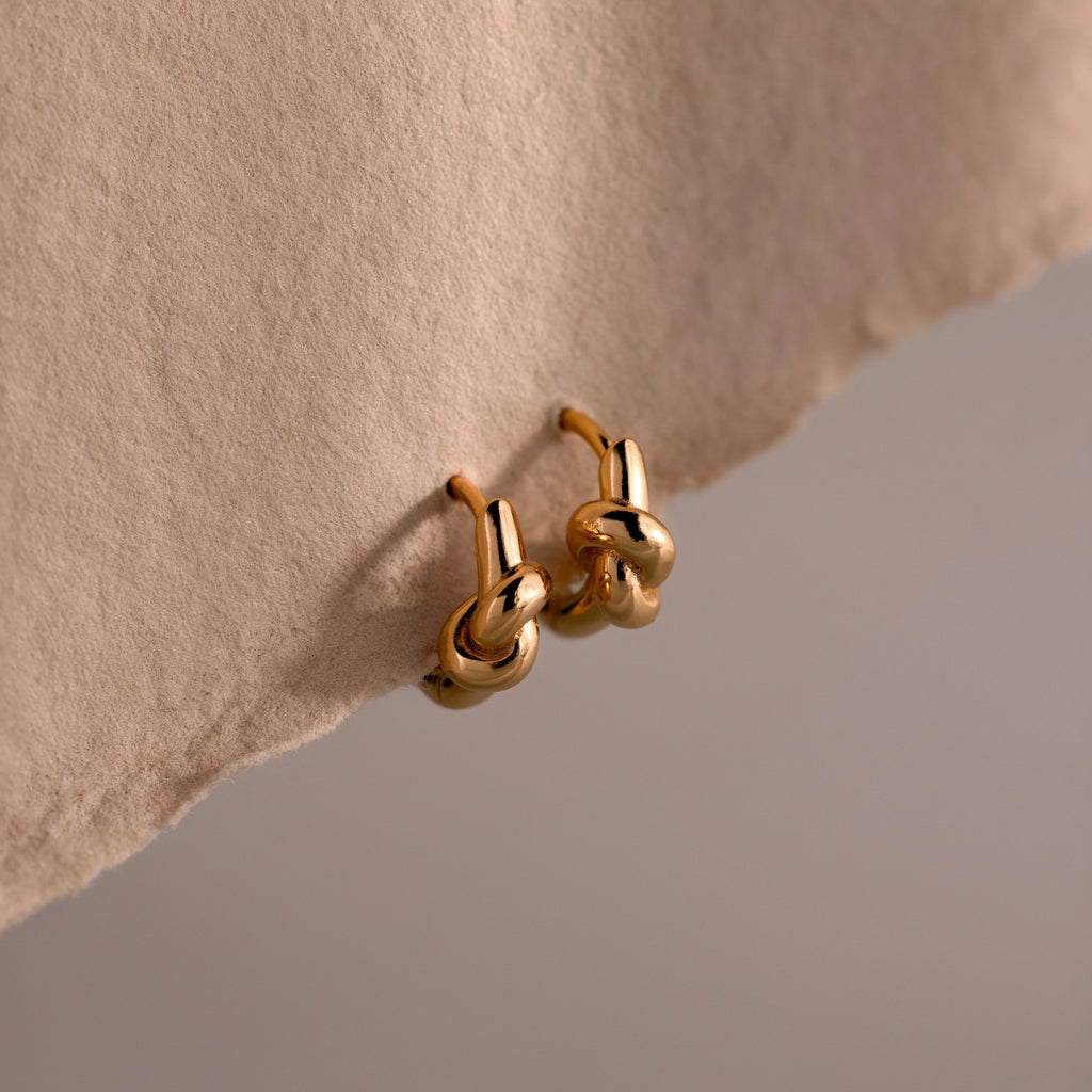 Love Knot Huggies Silver 18K Gold Plated