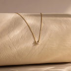 Diamond Bow Necklace Silver 18K Gold Plated