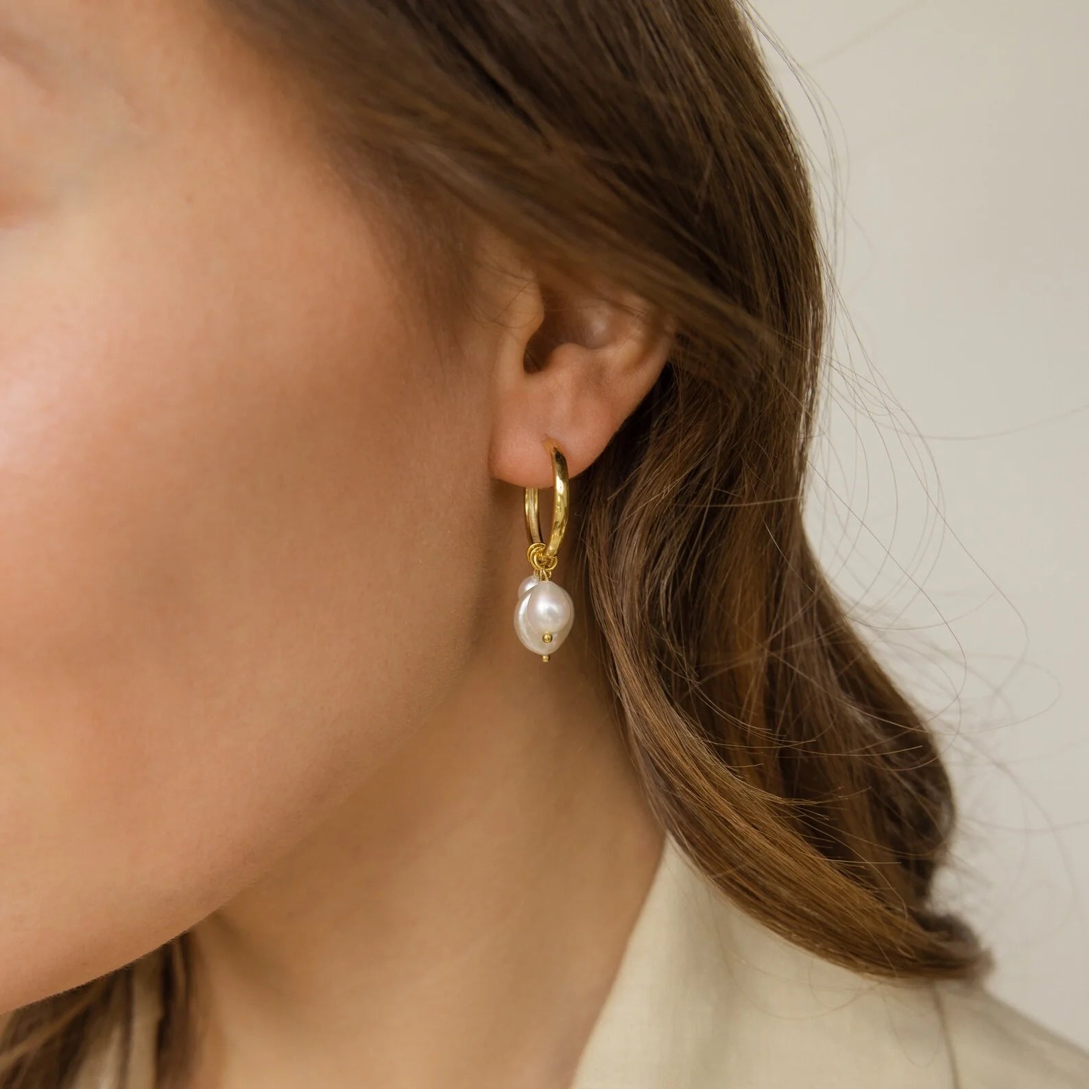 Pearl Drop Earrings Set Silver 18K Gold Plated
