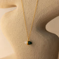 Malachite & Moonstone Necklace Silver 18K Gold Plated