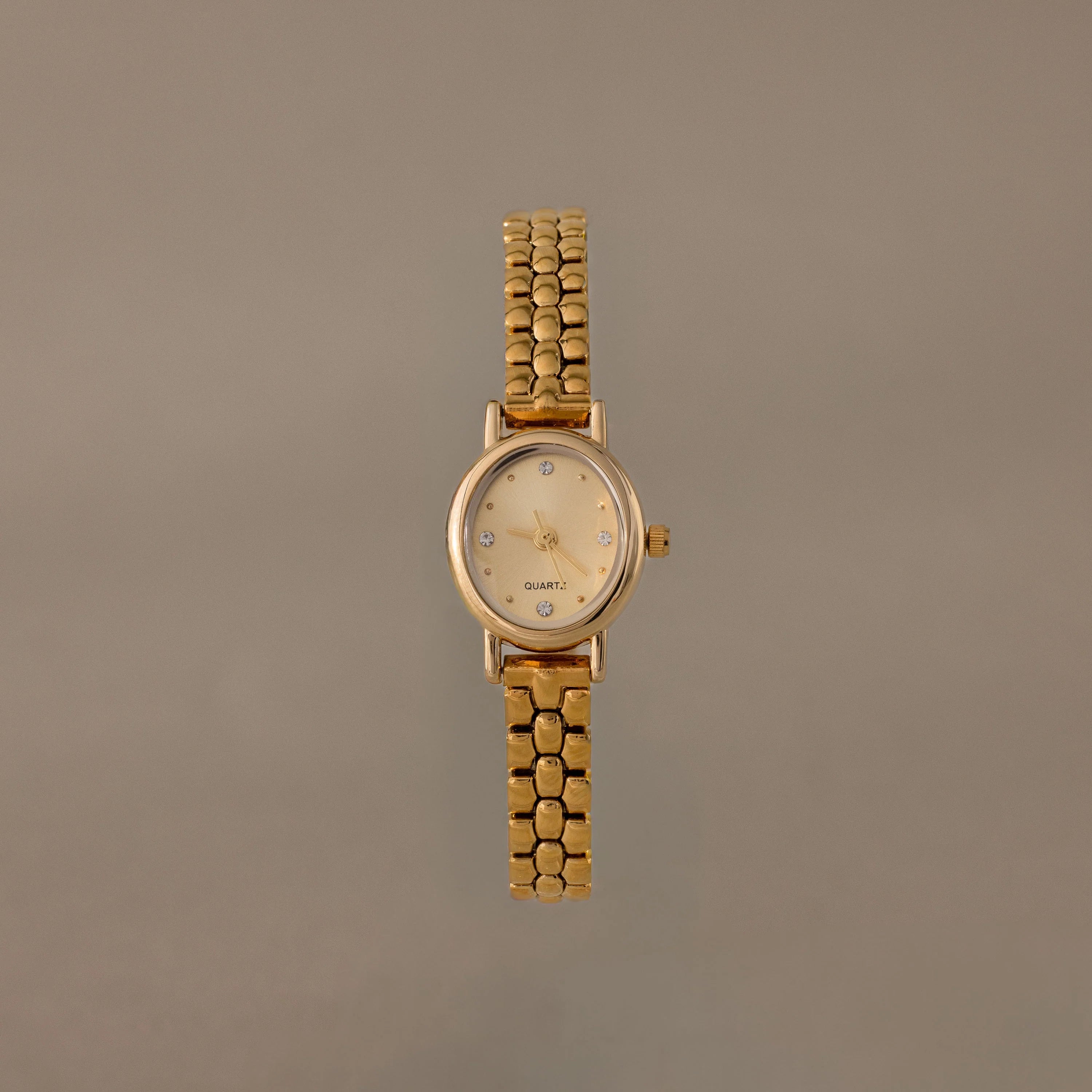 Oval  Face Timepiece Set Silver 18K Gold Plated