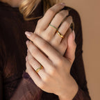 Chevron Birthstone Rings Set Silver 18K Gold Plated