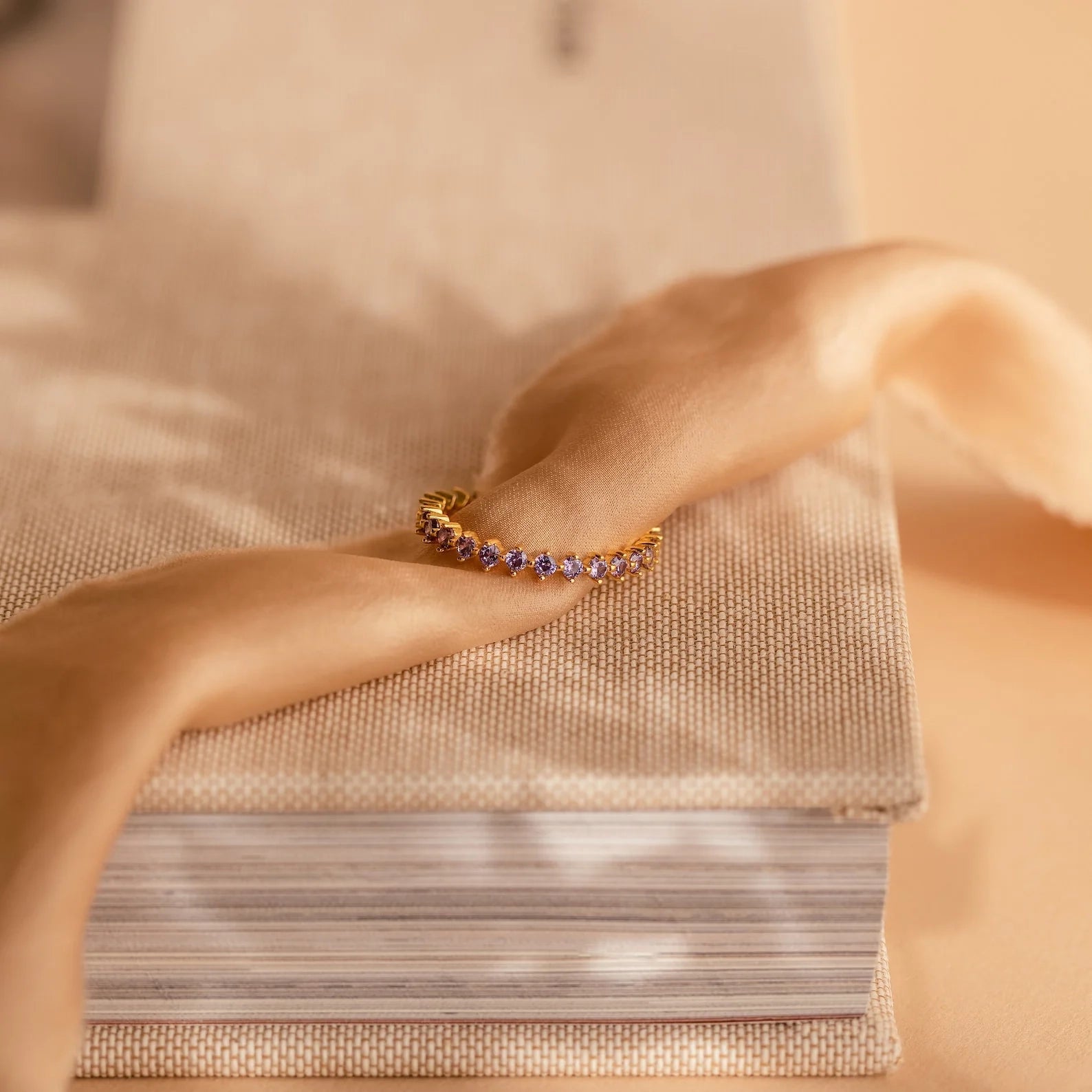 Amethyst Eternity Ring Silver 18K Gold Plated