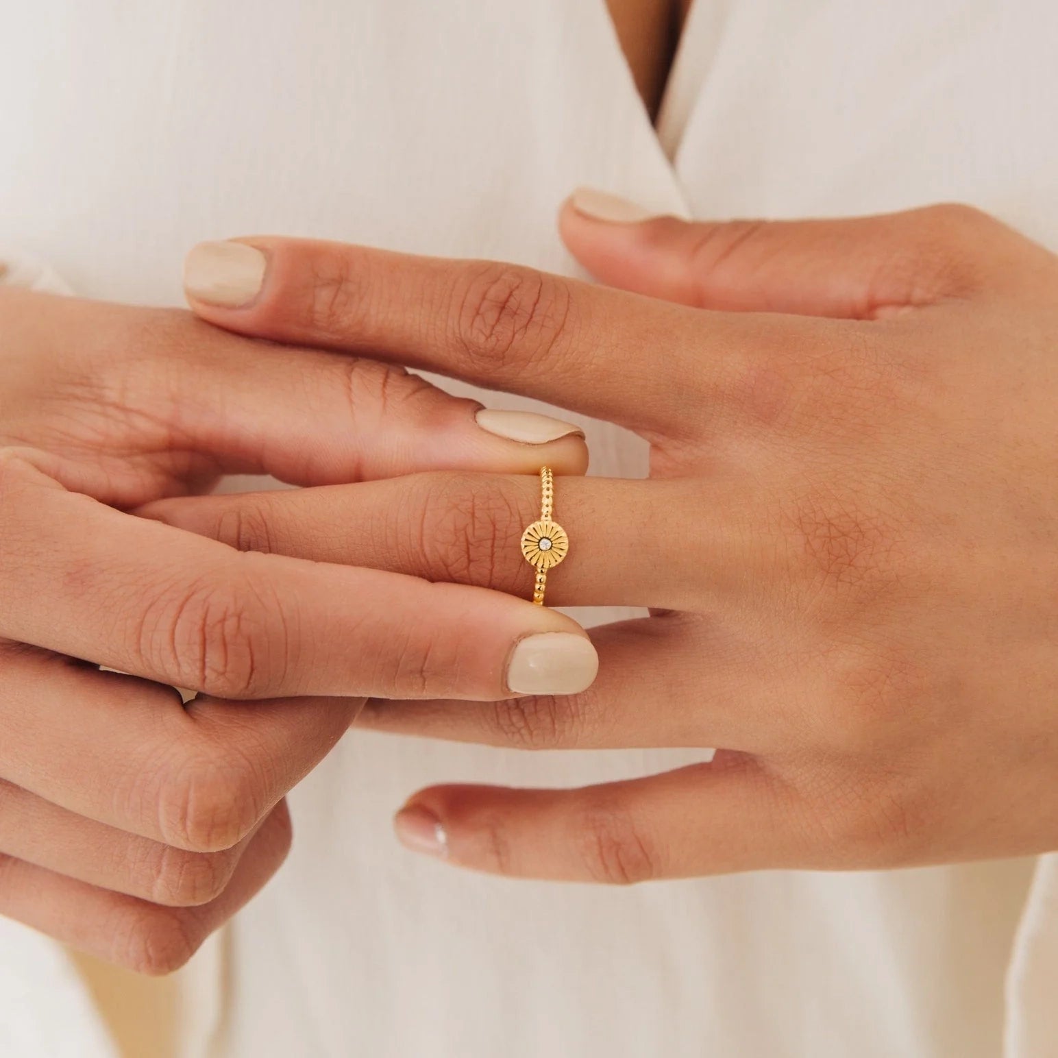 Eden Sun Ring Silver 18K Gold Plated