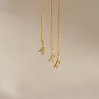Dangling Pave Initial Necklace Silver 18K Gold Plated