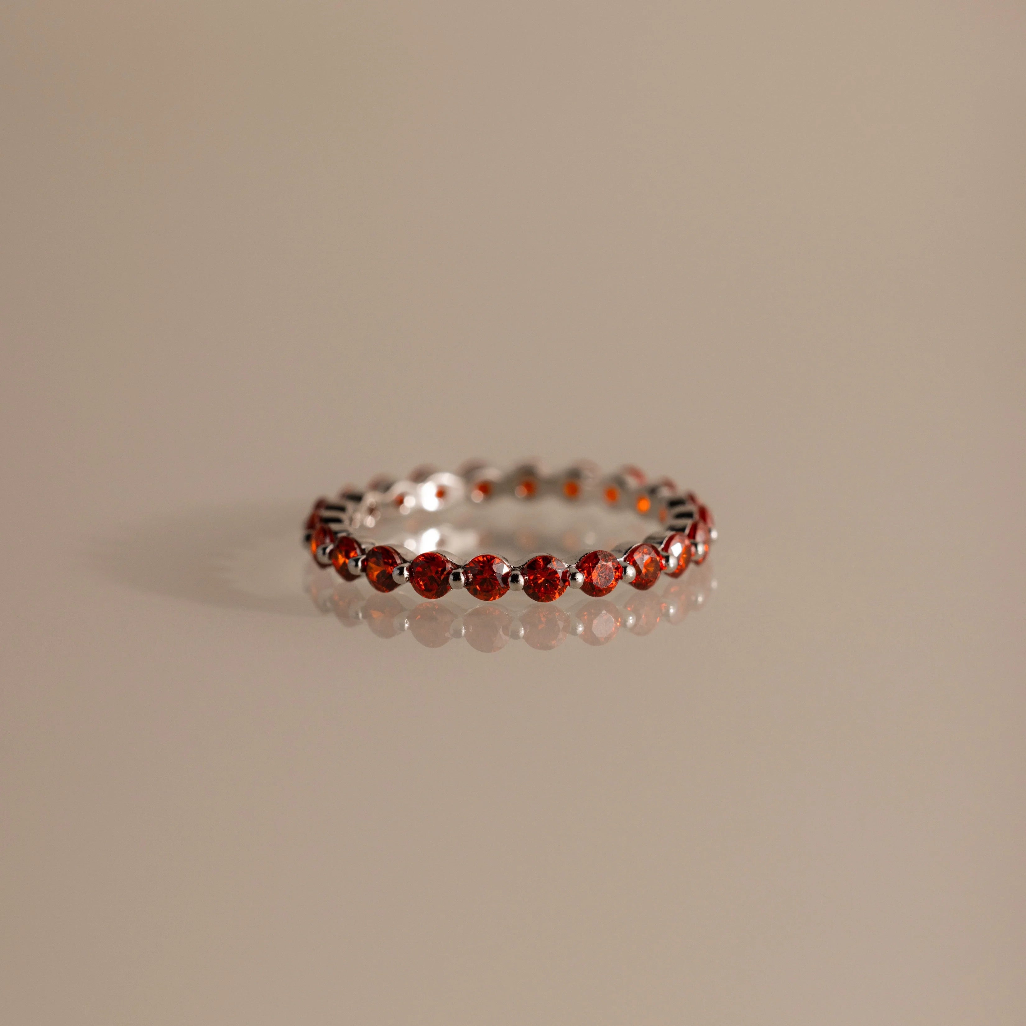 Lace Eternity Garnet Ring Silver 18K Gold Plated