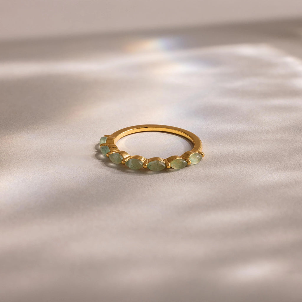 Marquise Jade Ring Silver 18K Gold Plated