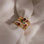 Vintage Multiple Birthstone Ring Silver 18K Gold Plated