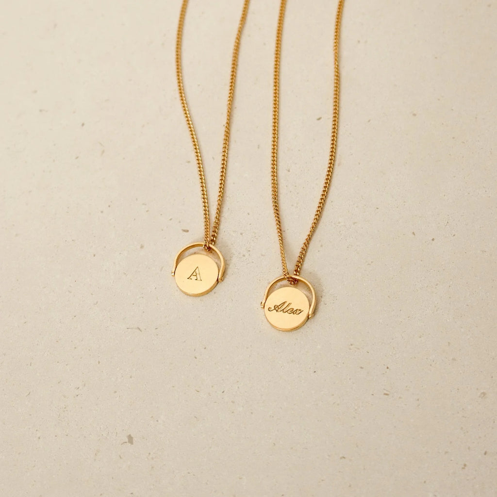Spinner Pendant Necklace Silver 18K Gold Plated