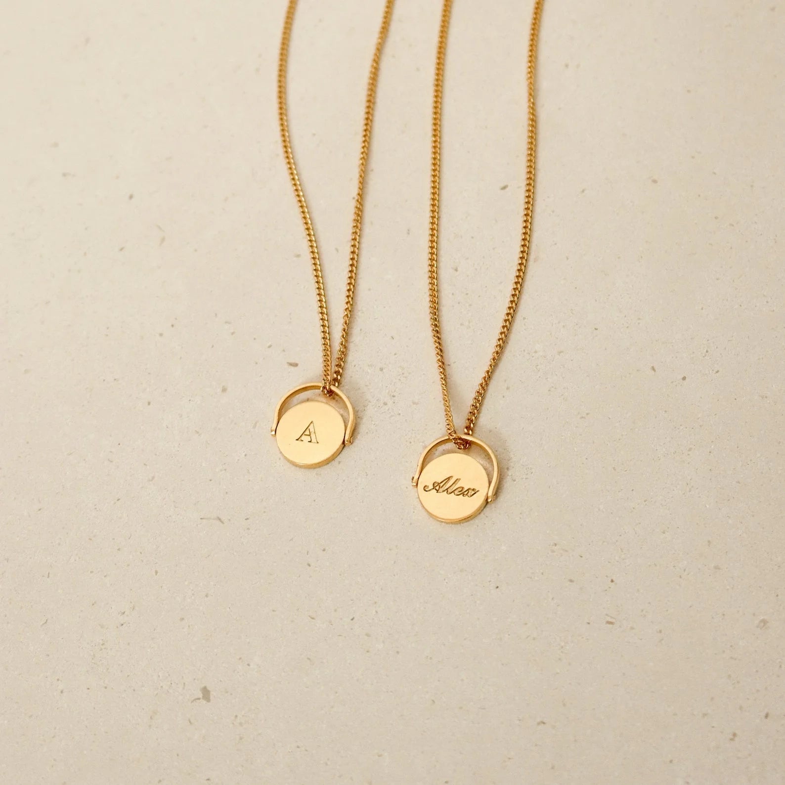 Spinner Pendant Necklace Silver 18K Gold Plated