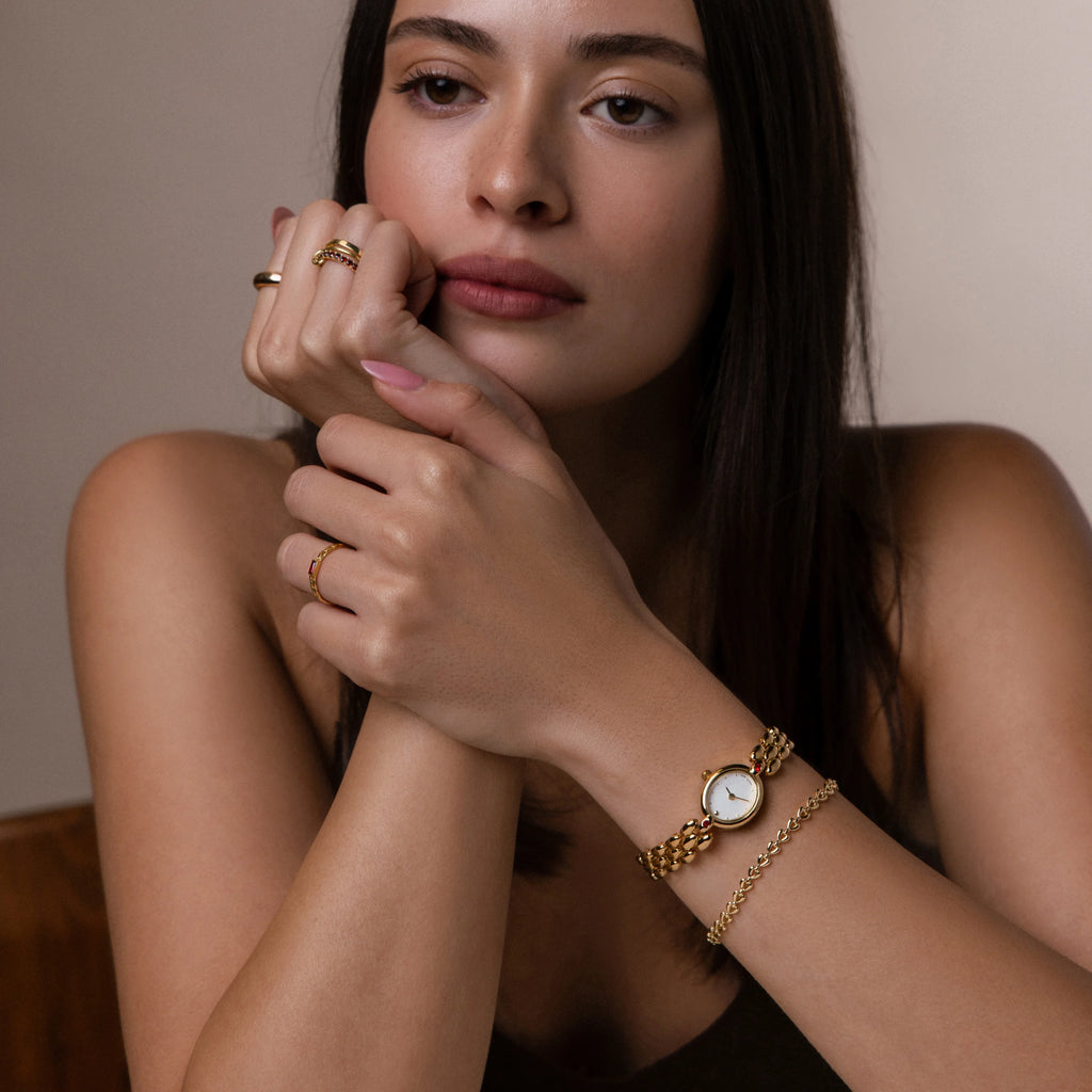 Cherry Blossom Timepiece Silver 18K Gold Plated