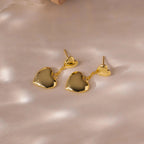 Duo Heart Drop Studs Silver 18K Gold Plated