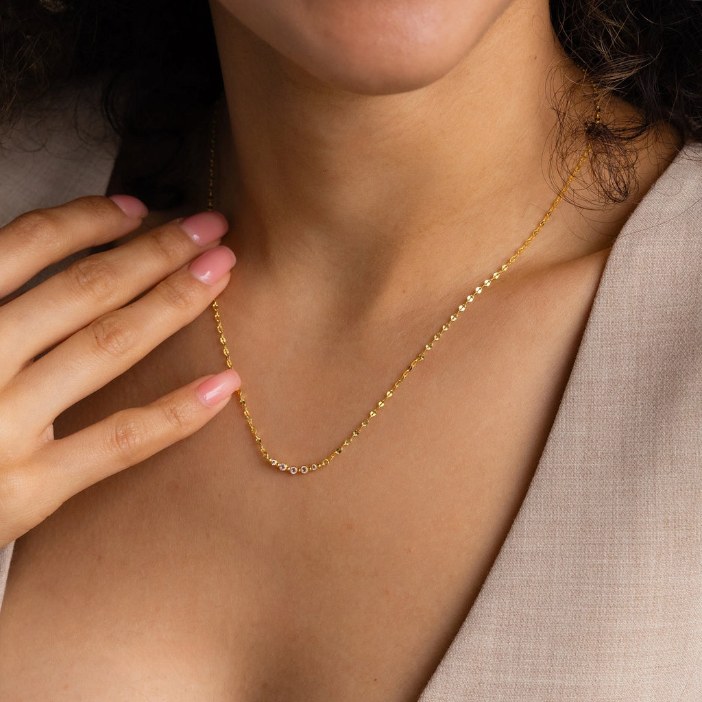Lace Birthstone Necklace Silver 18K Gold Plated