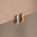 Bold Link Hoops in Mixed Metal Silver 18K Gold Plated