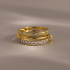 Birthstone Triple Eternity Band Ring Set Silver 18K Gold Plated