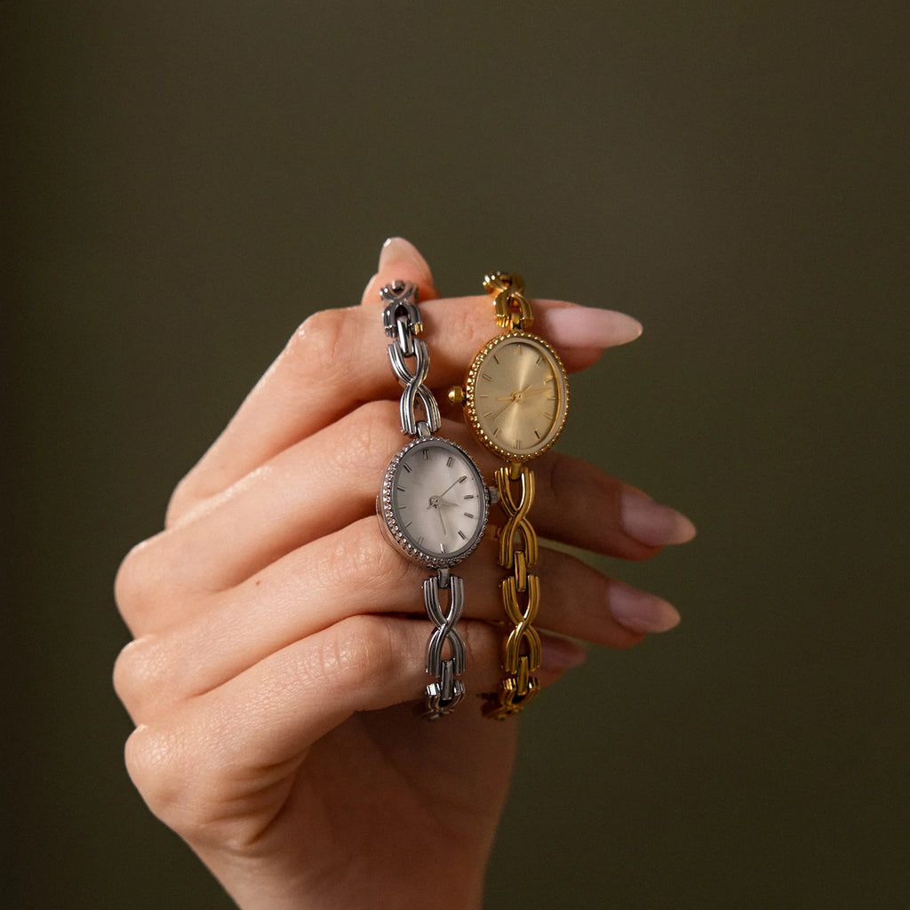 Oval Infinity Link Timepiece Silver 18K Gold Plated