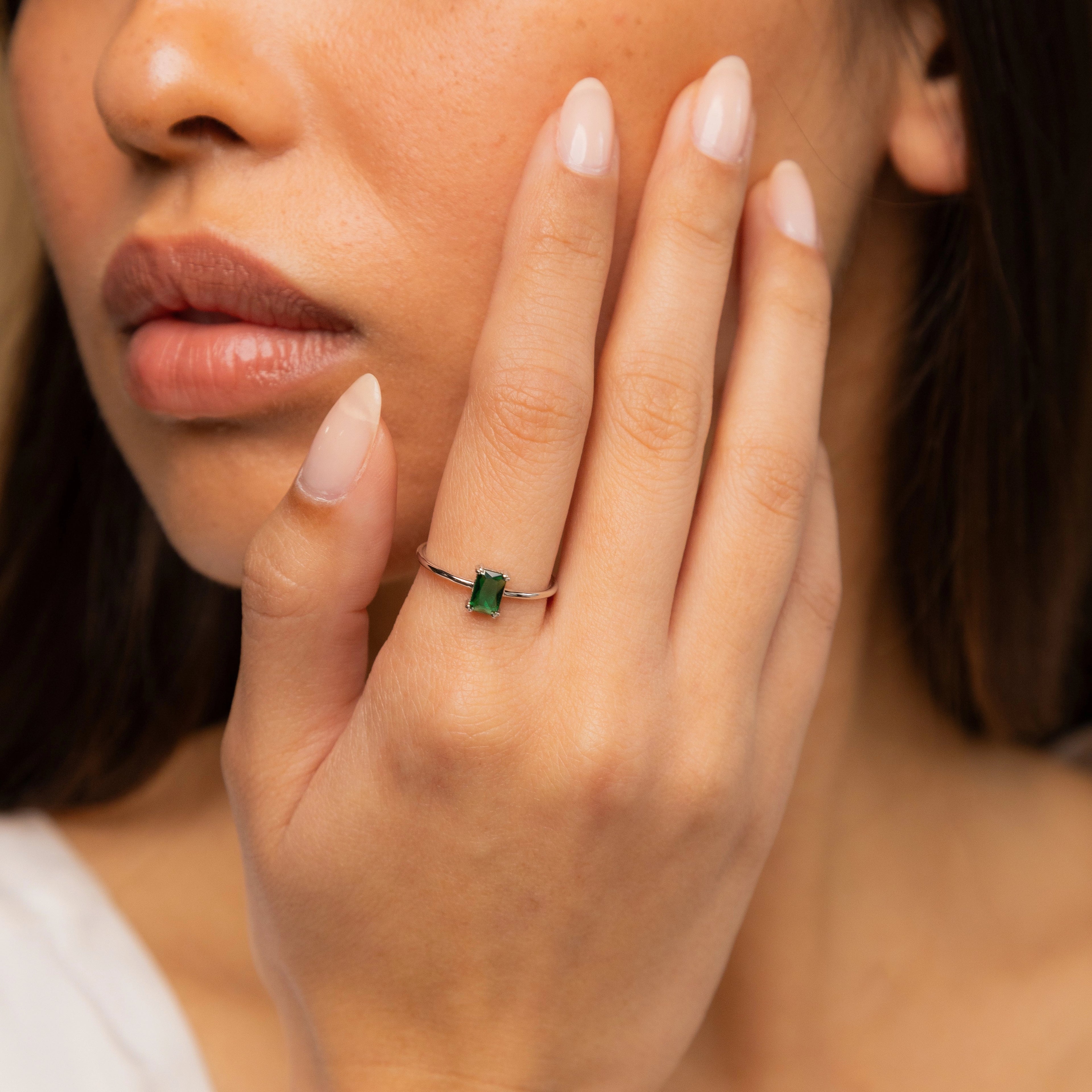 Harley Emerald Ring Silver 18K Gold Plated