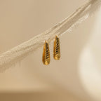 Bold Ribbed Hoops Silver 18K Gold Plated