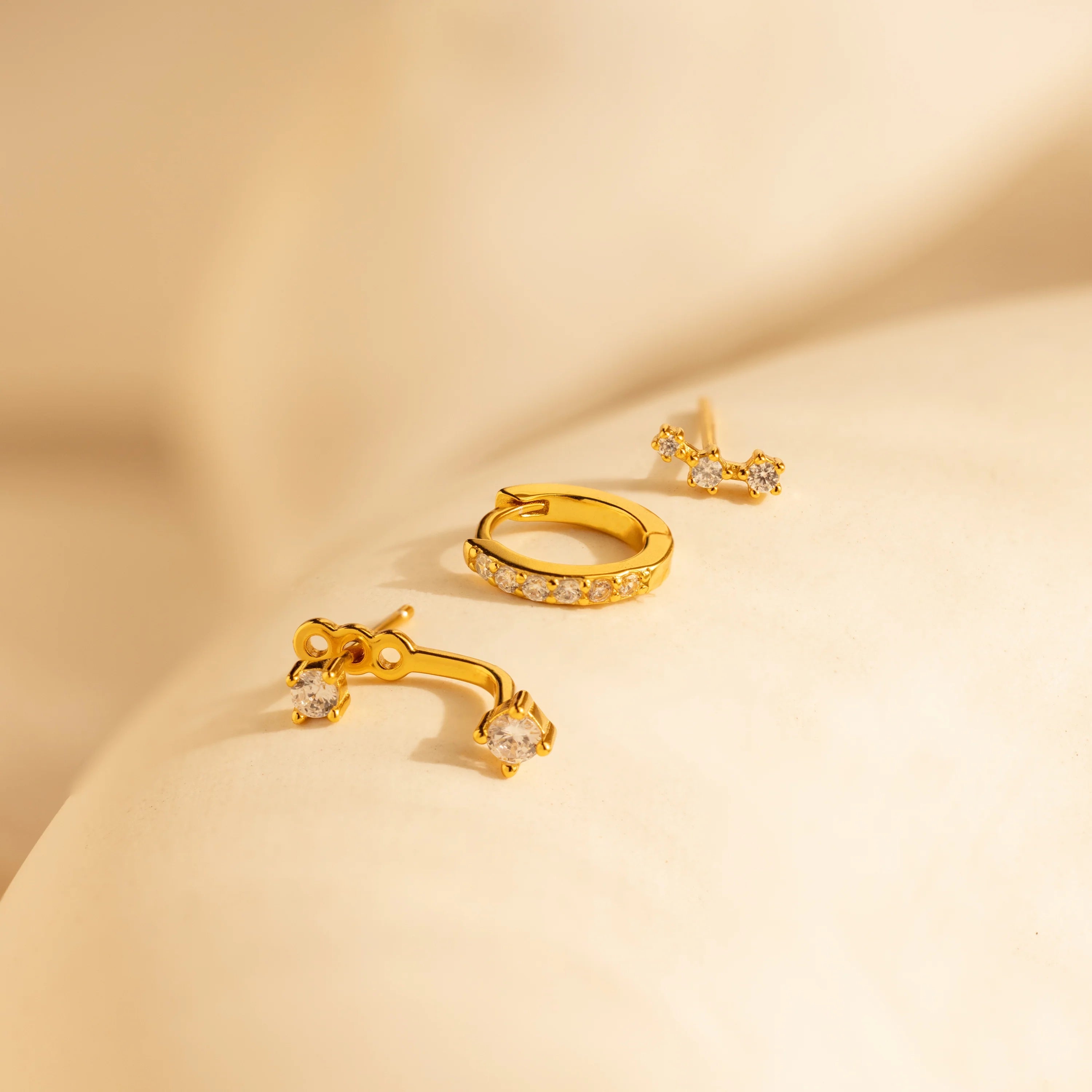 Diamond Earrings Set Silver 18K Gold Plated