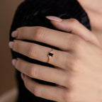 Onyx Baguette Diamond Ring Silver 18K Gold Plated
