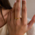 Dainty Birthstone Drop Ring Silver 18K Gold Plated