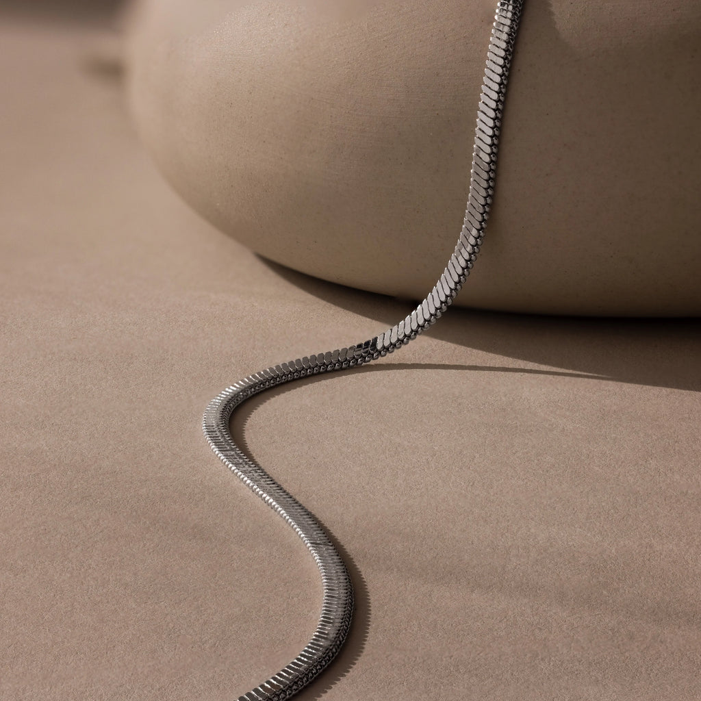 Bold Snake Chain Necklace Silver 18K Gold Plated
