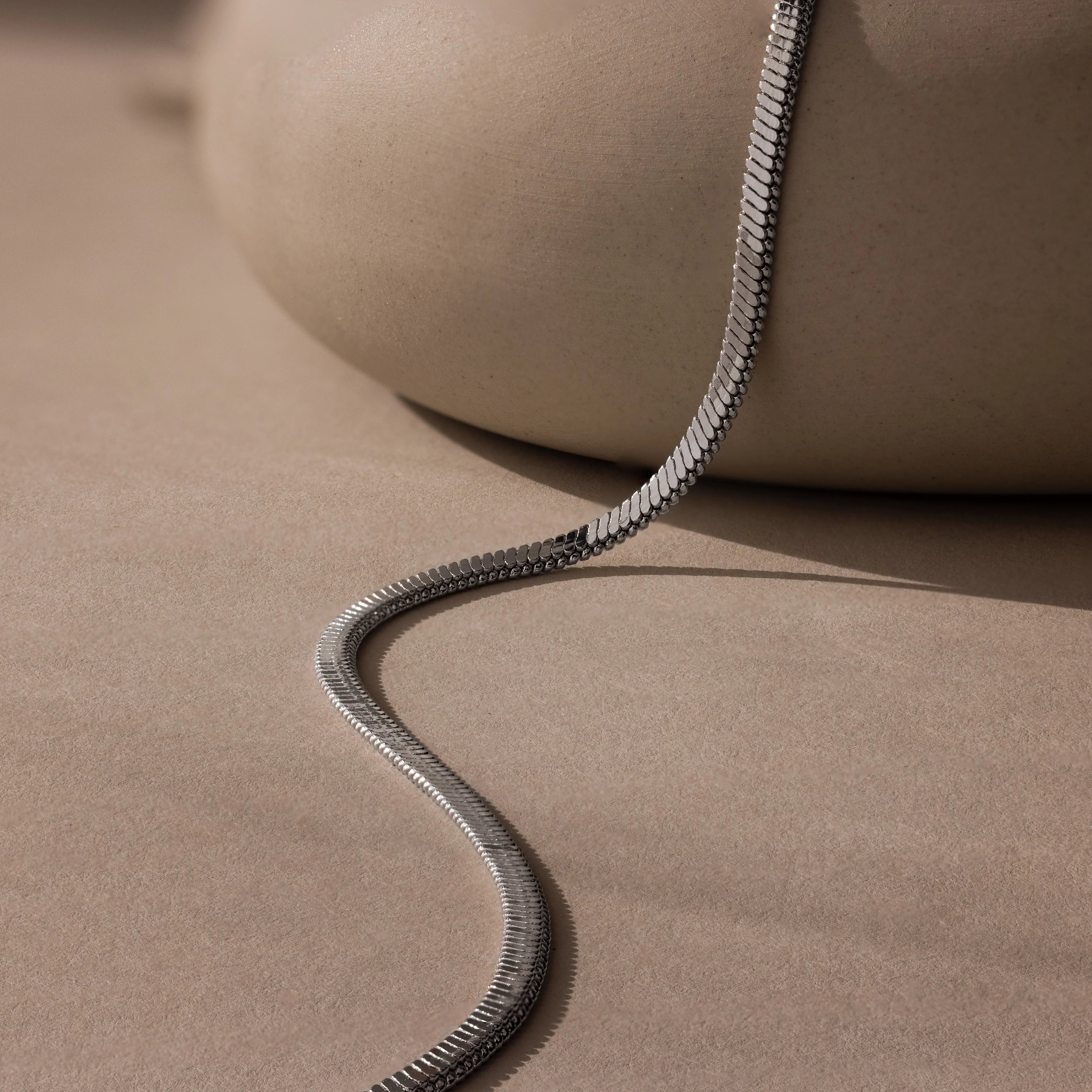 Bold Snake Chain Necklace Silver 18K Gold Plated